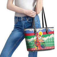 Personalised Shefa Joyeux Noel Leather Tote Bag Proud To Be a Ni-Van Sand Drawing Art - Polynesian Pride