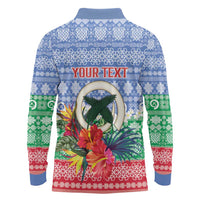 Personalised Shefa Joyeux Noel Long Sleeve Polo Shirt Proud To Be a Ni-Van Sand Drawing Art LT9 - Polynesian Pride