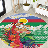 Personalised Shefa Joyeux Noel Round Carpet Proud To Be a Ni-Van Sand Drawing Art LT9 Blue - Polynesian Pride