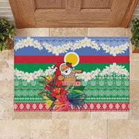 Personalised Shefa Joyeux Noel Rubber Doormat Proud To Be a Ni-Van Sand Drawing Art LT9 Blue - Polynesian Pride