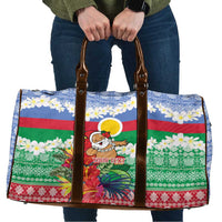 Personalised Shefa Joyeux Noel Travel Bag Proud To Be a Ni-Van Sand Drawing Art LT9 Blue - Polynesian Pride