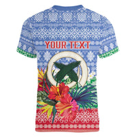 Personalised Shefa Joyeux Noel Women V-Neck T-Shirt Proud To Be a Ni-Van Sand Drawing Art - Polynesian Pride