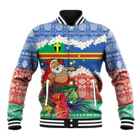 Personalised Tafea Joyeux Noel Baseball Jacket Proud To Be a Ni-Van Sand Drawing Art LT9 Unisex Blue - Polynesian Pride