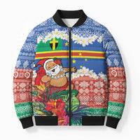Personalised Tafea Joyeux Noel Bomber Puffer Jacket Proud To Be a Ni-Van Sand Drawing Art LT9 Unisex Blue - Polynesian Pride