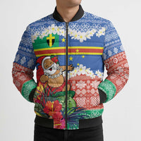 Personalised Tafea Joyeux Noel Bomber Puffer Jacket Proud To Be a Ni-Van Sand Drawing Art LT9 - Polynesian Pride