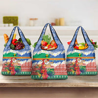 Personalised Tafea Joyeux Noel Grocery Bag Proud To Be a Ni-Van Sand Drawing Art LT9 3-pack One Size Blue - Polynesian Pride