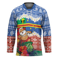 Personalised Tafea Joyeux Noel Hockey Jersey Proud To Be a Ni-Van Sand Drawing Art LT9 Unisex Blue - Polynesian Pride