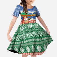 Personalised Tafea Joyeux Noel Kid Short Sleeve Dress Proud To Be a Ni-Van Sand Drawing Art LT9 KID Blue - Polynesian Pride