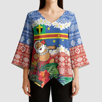 Personalised Tafea Joyeux Noel Kimono Sleeve Blouse Proud To Be a Ni-Van Sand Drawing Art - Polynesian Pride