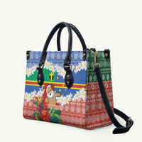 Personalised Tafea Joyeux Noel Leather Bag Proud To Be a Ni-Van Sand Drawing Art LT9 Blue - Polynesian Pride