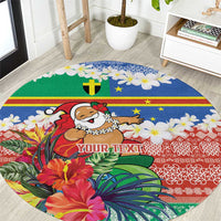 Personalised Tafea Joyeux Noel Round Carpet Proud To Be a Ni-Van Sand Drawing Art LT9 Blue - Polynesian Pride