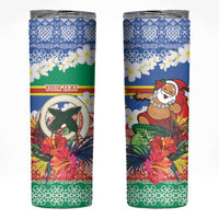 Personalised Tafea Joyeux Noel Skinny Tumbler Proud To Be a Ni-Van Sand Drawing Art LT9 Blue - Polynesian Pride