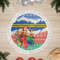 Tafea Joyeux Noel Tree Skirt Proud To Be a Ni-Van Sand Drawing Art LT9 Fringed Blue - Polynesian Pride