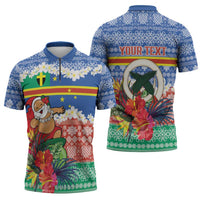 Personalised Tafea Joyeux Noel Zipper Polo Shirt Proud To Be a Ni-Van Sand Drawing Art LT9 - Polynesian Pride