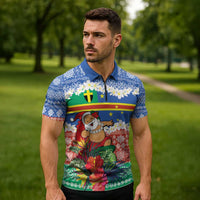 Personalised Tafea Joyeux Noel Zipper Polo Shirt Proud To Be a Ni-Van Sand Drawing Art LT9 - Polynesian Pride