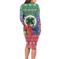 Personalised Torba Joyeux Noel Family Matching Long Sleeve Bodycon Dress and Hawaiian Shirt Proud To Be a Ni-Van Sand Drawing Art - Polynesian Pride