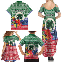 Personalised Torba Joyeux Noel Family Matching Summer Maxi Dress and Hawaiian Shirt Proud To Be a Ni-Van Sand Drawing Art - Polynesian Pride