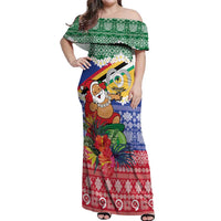 Personalised Torba Joyeux Noel Off Shoulder Maxi Dress Proud To Be a Ni-Van Sand Drawing Art LT9 Women Green - Polynesian Pride