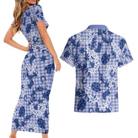 Mokihana Maile Ilima Leis Paniolo Palaka Couples Matching Short Sleeve Bodycon Dress and Hawaiian Shirt Hawaiian Polu Spirit LT9 - Polynesian Pride