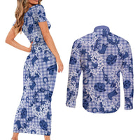 Mokihana Maile Ilima Leis Paniolo Palaka Couples Matching Short Sleeve Bodycon Dress and Long Sleeve Button Shirt Hawaiian Polu Spirit - Polynesian Pride