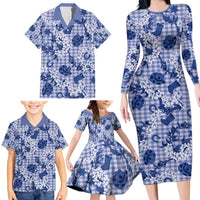 Mokihana Maile Ilima Leis Paniolo Palaka Family Matching Long Sleeve Bodycon Dress and Hawaiian Shirt Hawaiian Polu Spirit - Polynesian Pride