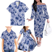Mokihana Maile Ilima Leis Paniolo Palaka Family Matching Off The Shoulder Long Sleeve Dress and Hawaiian Shirt Hawaiian Polu Spirit - Polynesian Pride