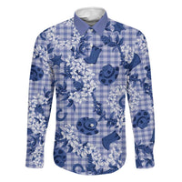 Mokihana Maile Ilima Leis Paniolo Palaka Family Matching Off The Shoulder Long Sleeve Dress and Hawaiian Shirt Hawaiian Polu Spirit - Polynesian Pride