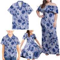 Mokihana Maile Ilima Leis Paniolo Palaka Family Matching Off Shoulder Maxi Dress and Hawaiian Shirt Hawaiian Polu Spirit - Polynesian Pride