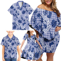Mokihana Maile Ilima Leis Paniolo Palaka Family Matching Off Shoulder Short Dress and Hawaiian Shirt Hawaiian Polu Spirit - Polynesian Pride