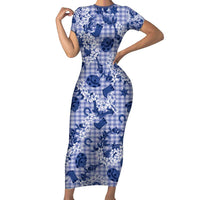 Mokihana Maile Ilima Leis Paniolo Palaka Family Matching Short Sleeve Bodycon Dress and Hawaiian Shirt Hawaiian Polu Spirit - Polynesian Pride