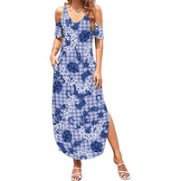 Mokihana Maile Ilima Leis Paniolo Palaka Family Matching Summer Maxi Dress and Hawaiian Shirt Hawaiian Polu Spirit - Polynesian Pride