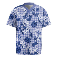 Mokihana Maile Ilima Leis Paniolo Palaka Rugby Jersey Hawaiian Polu Spirit LT9 Blue - Polynesian Pride
