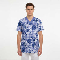 Mokihana Maile Ilima Leis Paniolo Palaka Scrub Top Hawaiian Polu Spirit - Polynesian Pride