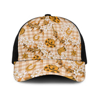 Mokihana Maile Ilima Leis Paniolo Palaka Baseball Net Cap Hawaiian Kula Spirit LT9 One Size Black Gold - Polynesian Pride