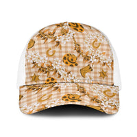 Mokihana Maile Ilima Leis Paniolo Palaka Baseball Net Cap Hawaiian Kula Spirit LT9 One Size White Gold - Polynesian Pride