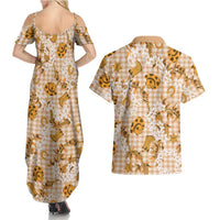 Mokihana Maile Ilima Leis Paniolo Palaka Couples Matching Summer Maxi Dress and Hawaiian Shirt Hawaiian Kula Spirit LT9 - Polynesian Pride