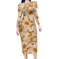 Mokihana Maile Ilima Leis Paniolo Palaka Family Matching Long Sleeve Bodycon Dress and Hawaiian Shirt Hawaiian Kula Spirit - Polynesian Pride