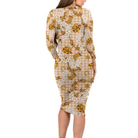 Mokihana Maile Ilima Leis Paniolo Palaka Family Matching Long Sleeve Bodycon Dress and Hawaiian Shirt Hawaiian Kula Spirit - Polynesian Pride