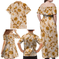 Mokihana Maile Ilima Leis Paniolo Palaka Family Matching Off Shoulder Maxi Dress and Hawaiian Shirt Hawaiian Kula Spirit - Polynesian Pride