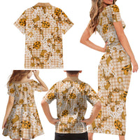 Mokihana Maile Ilima Leis Paniolo Palaka Family Matching Short Sleeve Bodycon Dress and Hawaiian Shirt Hawaiian Kula Spirit - Polynesian Pride