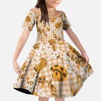 Mokihana Maile Ilima Leis Paniolo Palaka Kid Short Sleeve Dress Hawaiian Kula Spirit - Polynesian Pride