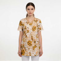 Mokihana Maile Ilima Leis Paniolo Palaka Scrub Top Hawaiian Kula Spirit - Polynesian Pride