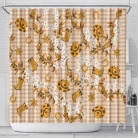 Mokihana Maile Ilima Leis Paniolo Palaka Shower Curtain Hawaiian Kula Spirit - Polynesian Pride
