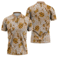 Mokihana Maile Ilima Leis Paniolo Palaka Zipper Polo Shirt Hawaiian Kula Spirit - Polynesian Pride