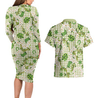 Mokihana Maile Ilima Leis Paniolo Palaka Couples Matching Long Sleeve Bodycon Dress and Hawaiian Shirt Hawaiian Omaomo Ala Spirit - Polynesian Pride