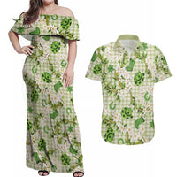 Mokihana Maile Ilima Leis Paniolo Palaka Couples Matching Off Shoulder Maxi Dress and Hawaiian Shirt Hawaiian Omaomo Ala Spirit - Polynesian Pride
