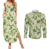 Mokihana Maile Ilima Leis Paniolo Palaka Couples Matching Summer Maxi Dress and Long Sleeve Button Shirt Hawaiian Omaomo Ala Spirit - Polynesian Pride