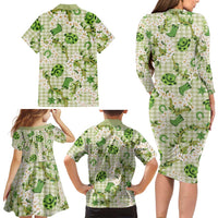 Mokihana Maile Ilima Leis Paniolo Palaka Family Matching Long Sleeve Bodycon Dress and Hawaiian Shirt Hawaiian Omaomo Ala Spirit - Polynesian Pride