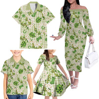 Mokihana Maile Ilima Leis Paniolo Palaka Family Matching Off The Shoulder Long Sleeve Dress and Hawaiian Shirt Hawaiian Omaomo Ala Spirit - Polynesian Pride