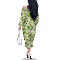 Mokihana Maile Ilima Leis Paniolo Palaka Family Matching Off The Shoulder Long Sleeve Dress and Hawaiian Shirt Hawaiian Omaomo Ala Spirit - Polynesian Pride